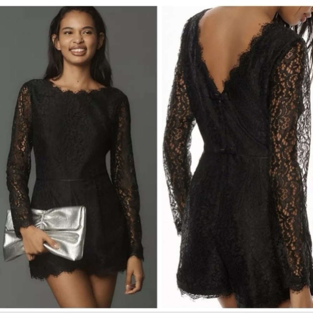 Anthropologie Black Lace Romper